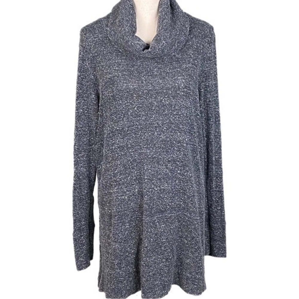 FLAX heather grey oversized turtleneck tunic sweater in size Petite/Small. EUC